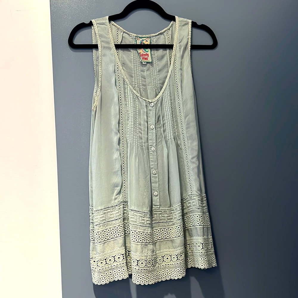 Johnny Was Eyelit Blue Tunic